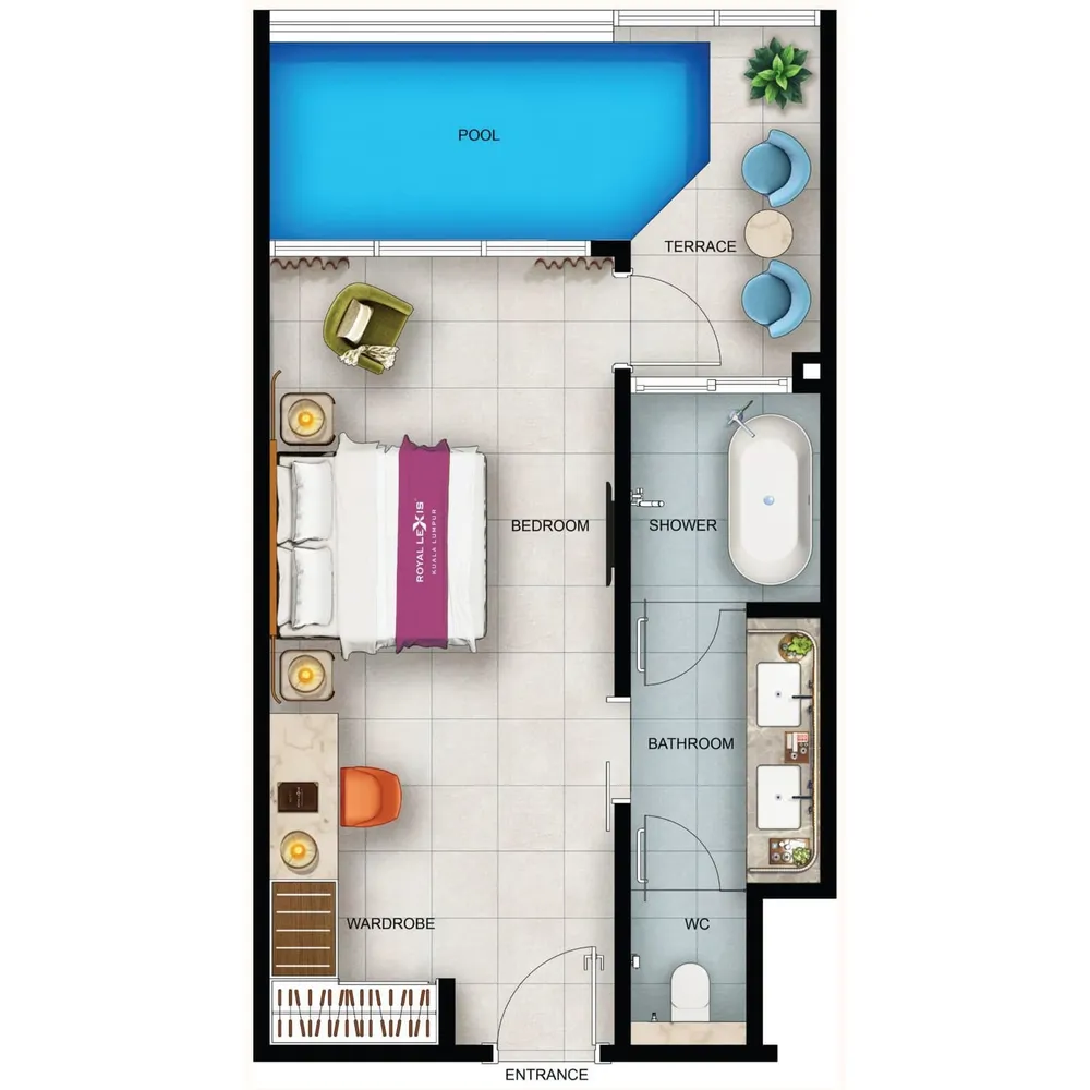 Royal Lexis Type A floor plan, 573 sq ft (53 m²)