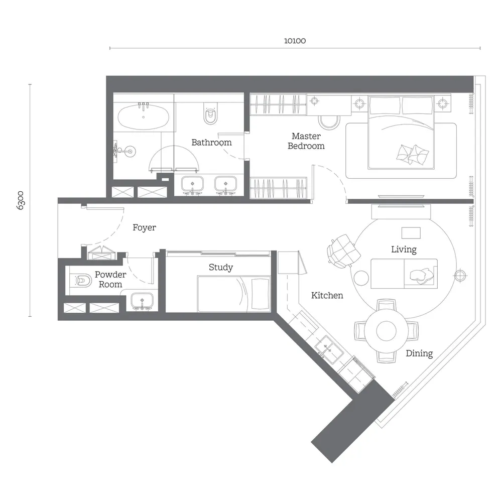 Oxley Towers Tower 2 · Type B4 floor plan, 818 sq ft (76 m²)