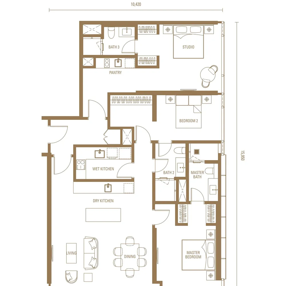Pavilion Damansara Heights Royal Suites · Type DK2 dual key floor plan, 1,679 sq ft (156 m²)