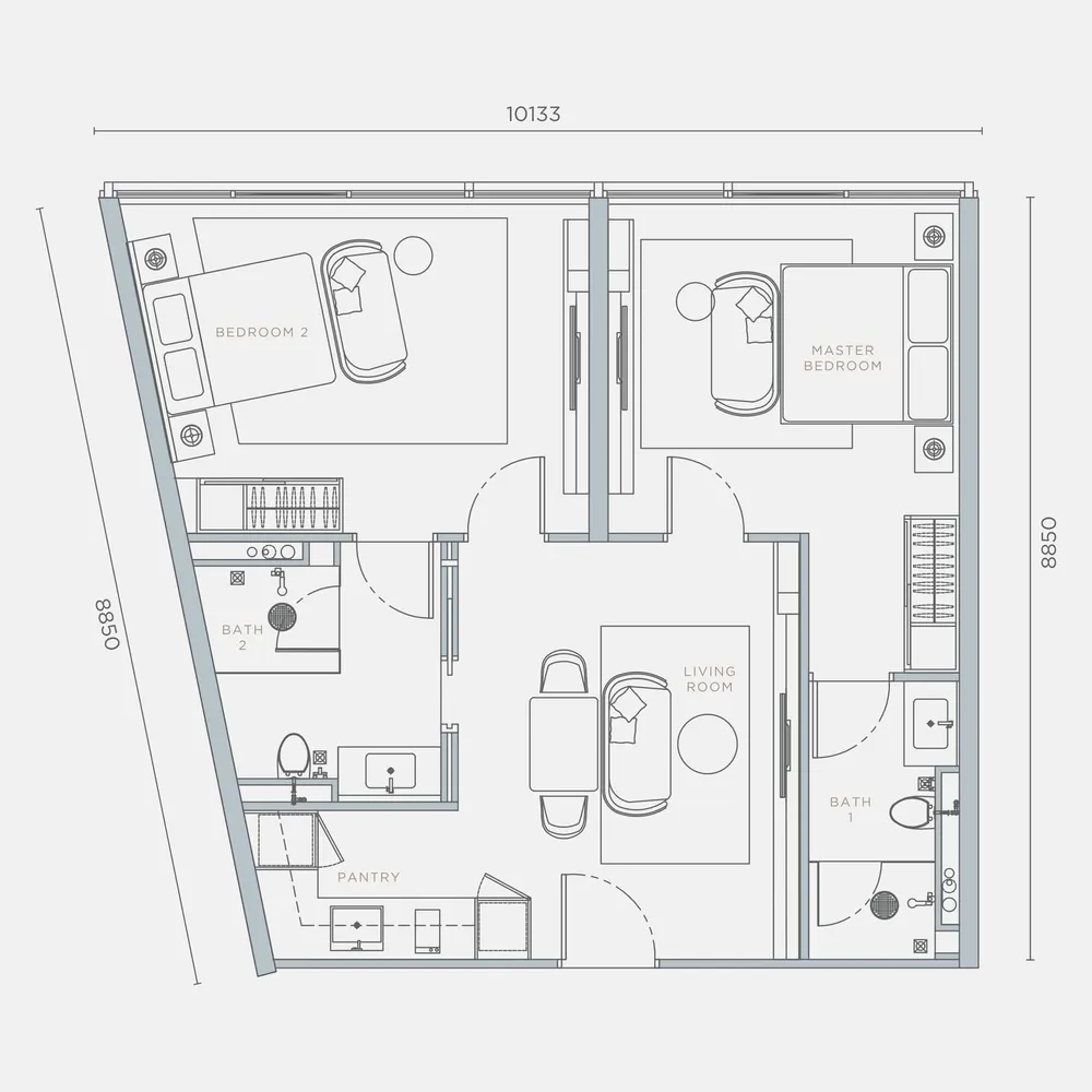 Orion Residence Type C5 floor plan, 886 sq ft (82 m²)
