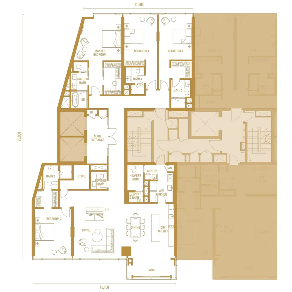 Pavilion Damansara Heights Imperial Residences · Type H1 floor plan, 3,380 sq ft (314 m²)
