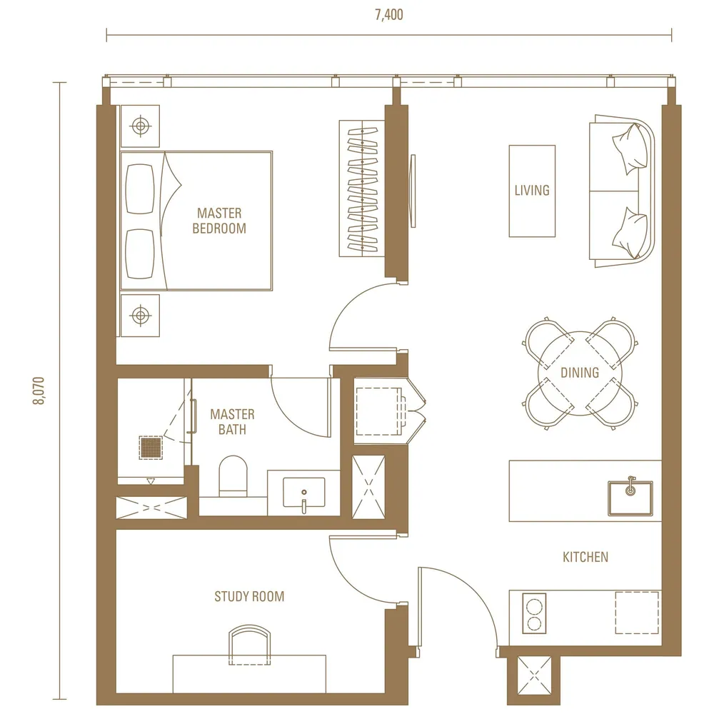 Pavilion Damansara Heights Royal Suites · Type J1 floor plan, 635 sq ft (59 m²)