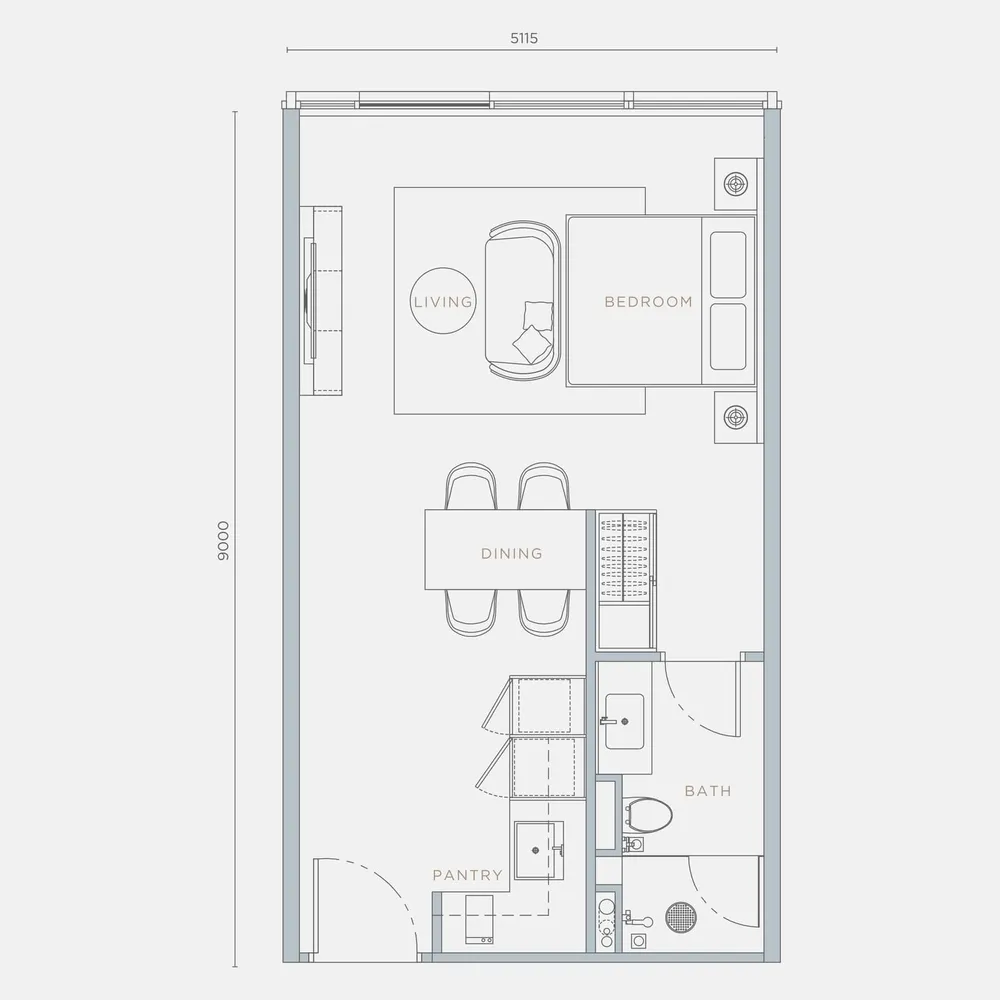 Orion Residence Type A4 studio floor plan, 491 sq ft (46 m²)