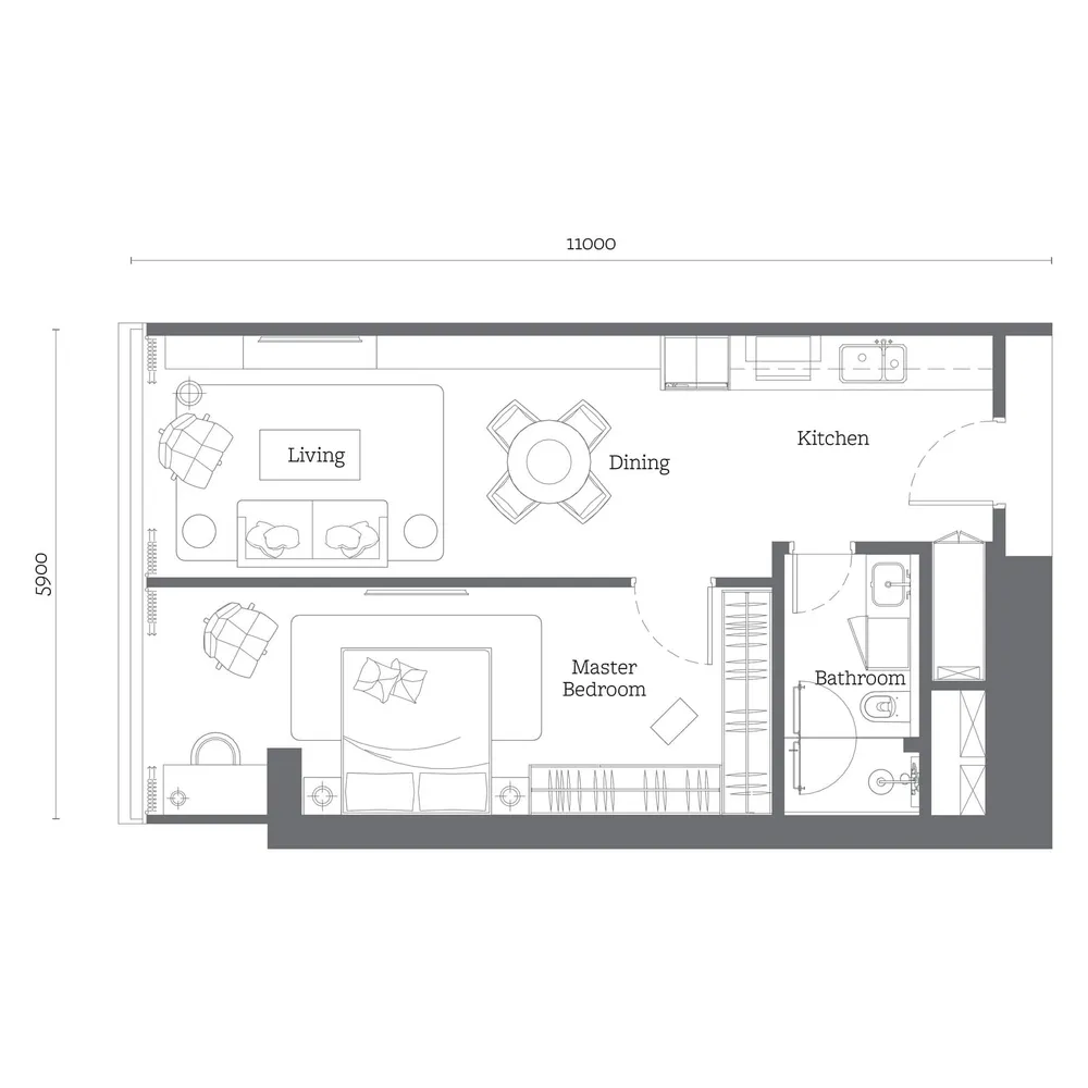 Oxley Towers Tower 2 · Type A1 floor plan, 678 sq ft (63 m²)
