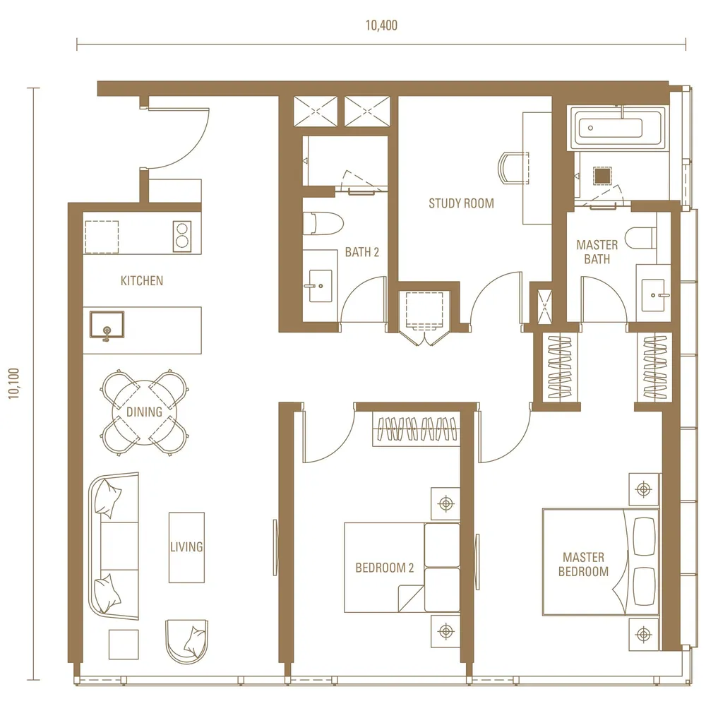 Pavilion Damansara Heights Royal Suites · Type M1 floor plan, 1,119 sq ft (104 m²)