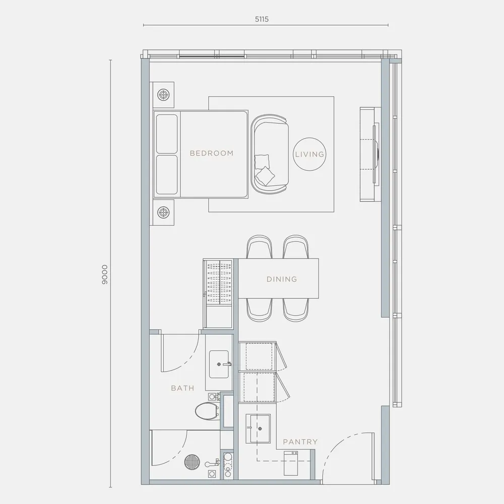 Orion Residence Type A3 studio floor plan, 497 sq ft (46 m²)