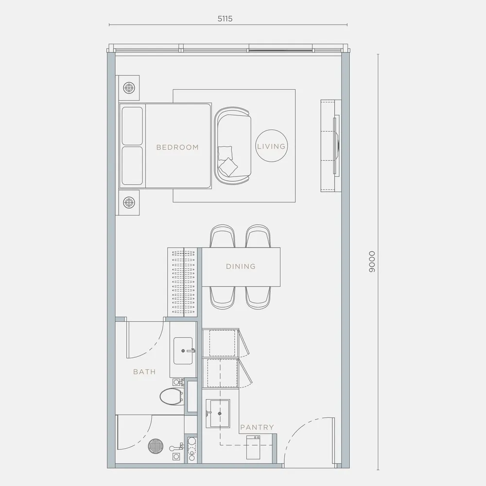 Orion Residence Type A2 studio floor plan, 495 sq ft (46 m²)