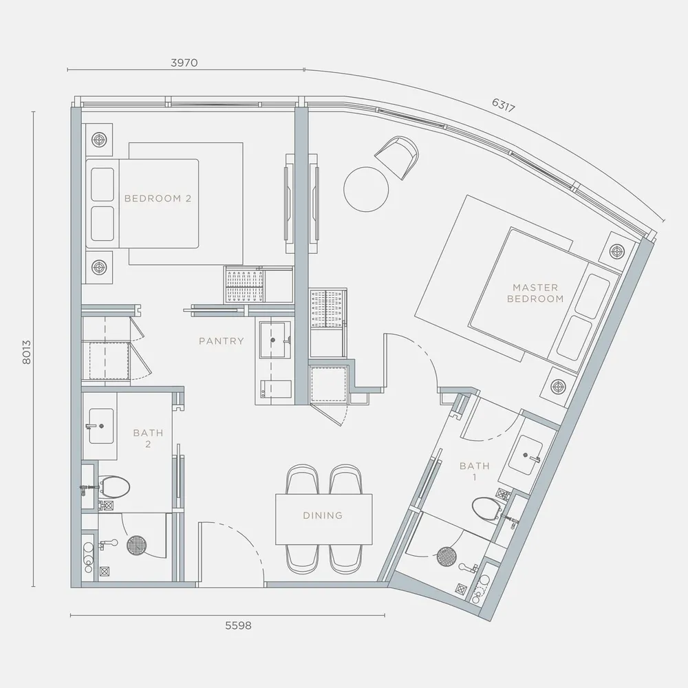 Orion Residence Type B4 floor plan, 708 sq ft (66 m²)