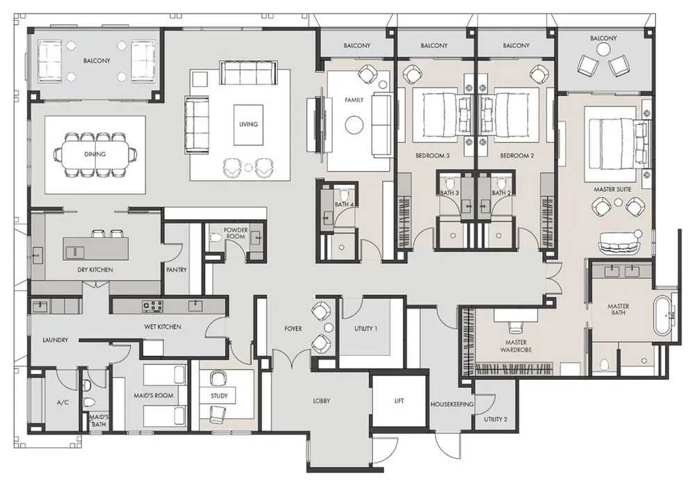 The Eden Type A2 floor plan, 5,307 sq ft (493 m²)