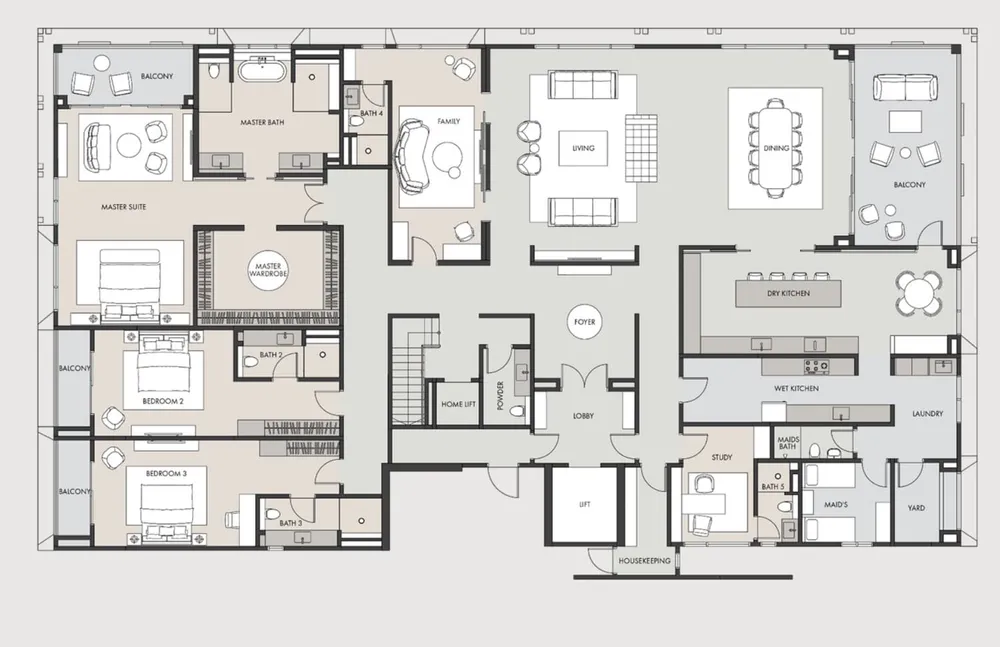 The Eden Type C1 penthouse · lower floor floor plan, 11,141 sq ft (1035 m²)