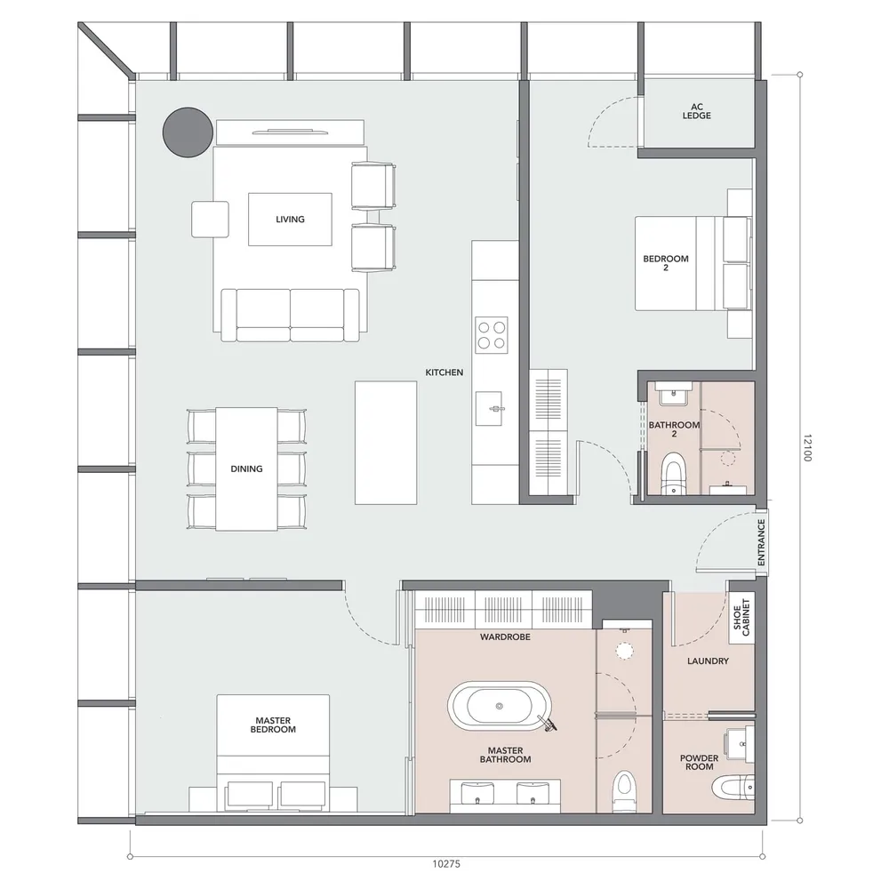 The Conlay Type G floor plan, 1,335 sq ft (124 m²)