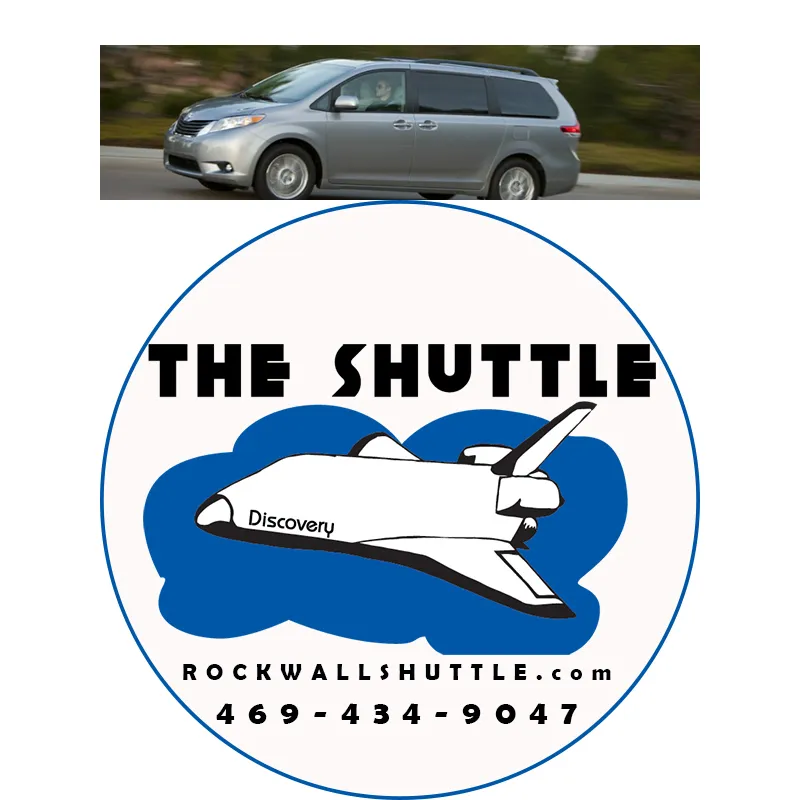 The Shuttle minivan with space shuttle logo heading to a Dallas sporting event