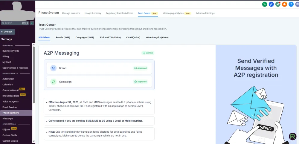 A2P approval screenshot 1