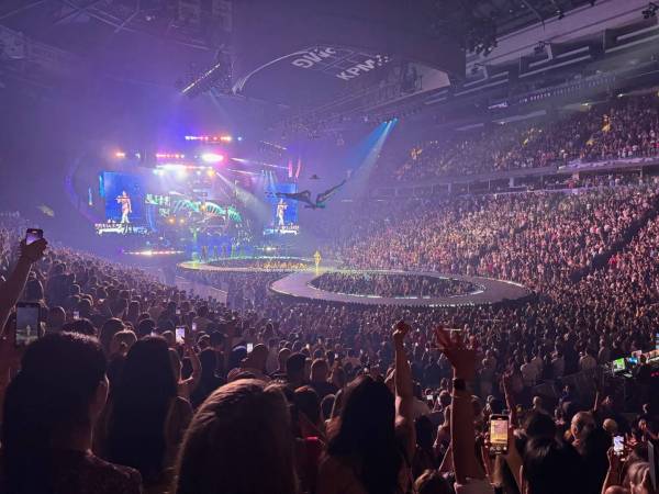 Concert crowd and stage inside Rogers Arena