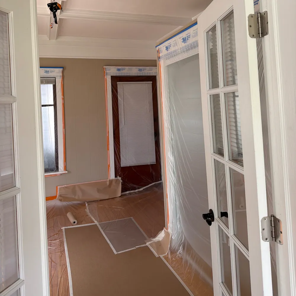 Prep work: patching, taping, or covered floors