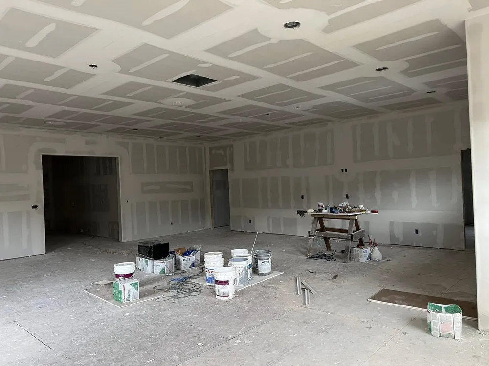 Large room with every drywall seam taped and floated