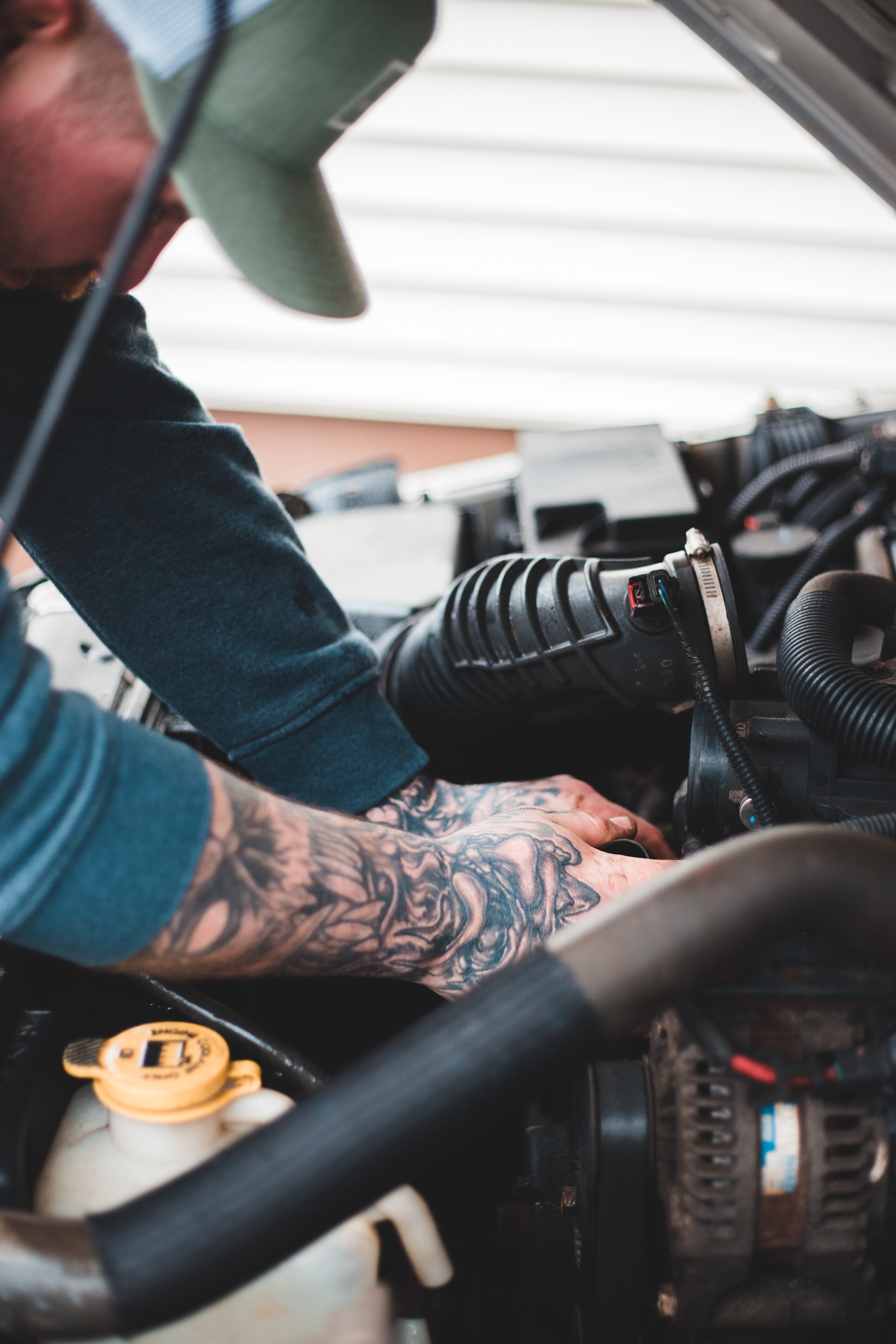 A man working on a car