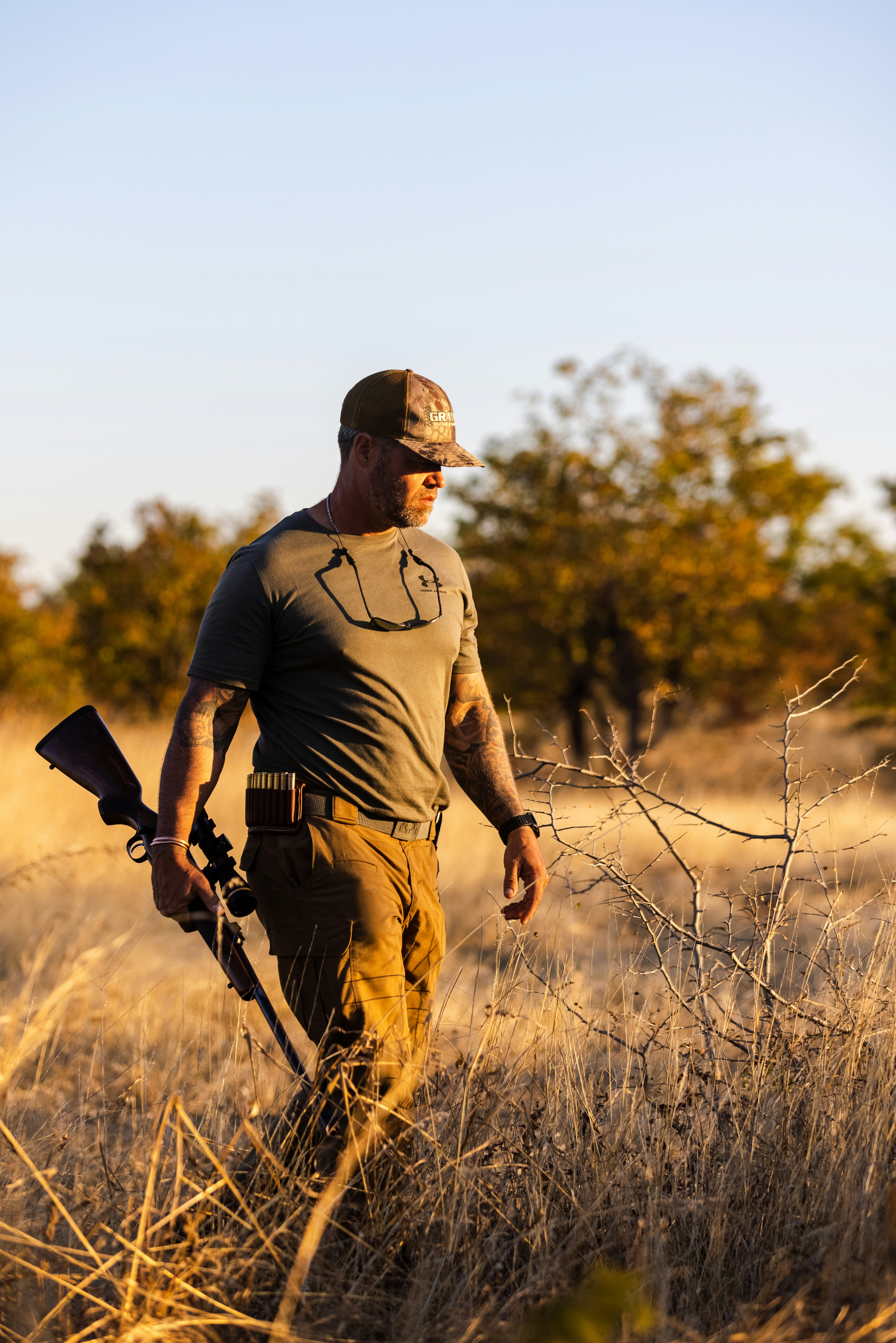 A man hunting outdoors
