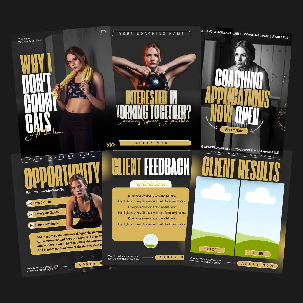 Coaching Promo Stack, social media, instagram posts and stories