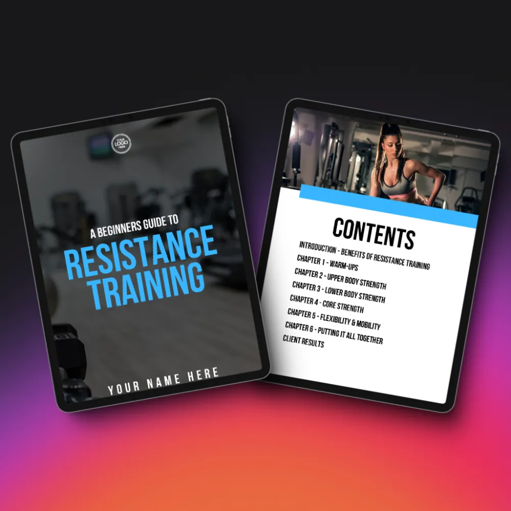 Resistance training guide, coaching assets, beginners guide, white label