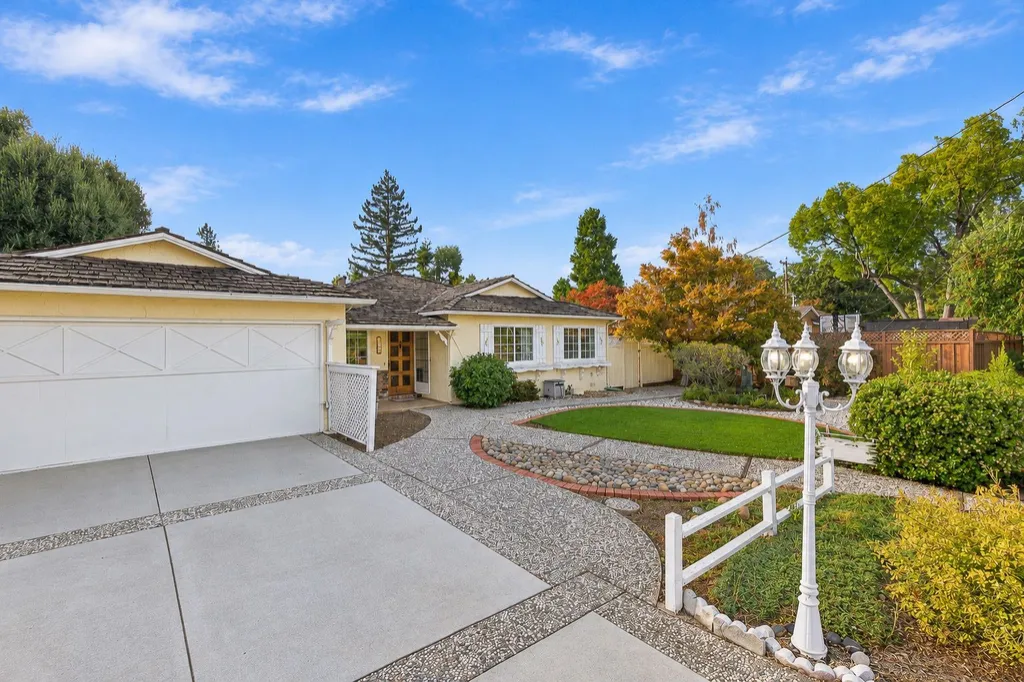 Driveway and front garden of a Los Altos home