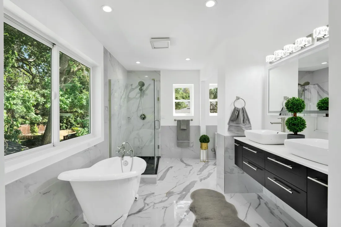 Primary bathroom remodel with freestanding tub