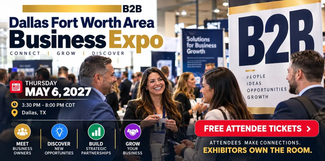 Dallas Fort Worth Area Business Expo promotional flyer for Thursday, May 6, 2027
