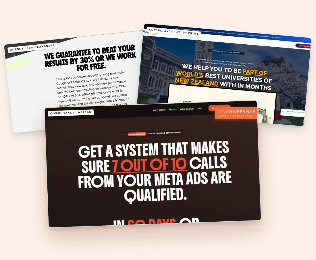Landing page, VSL and booking flow