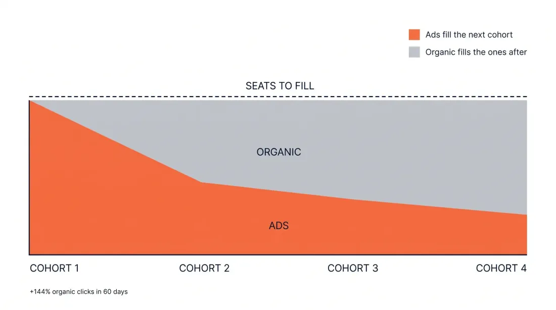 Ads shrink and organic grows across four cohorts