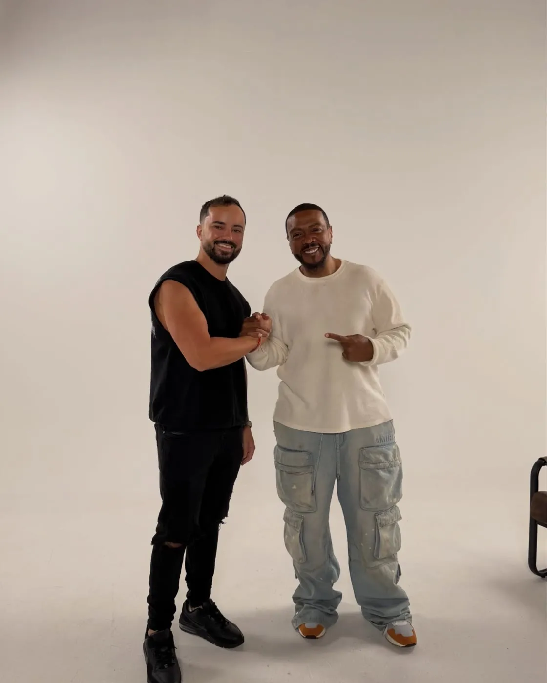 Avi Grondin and Timbaland on set
