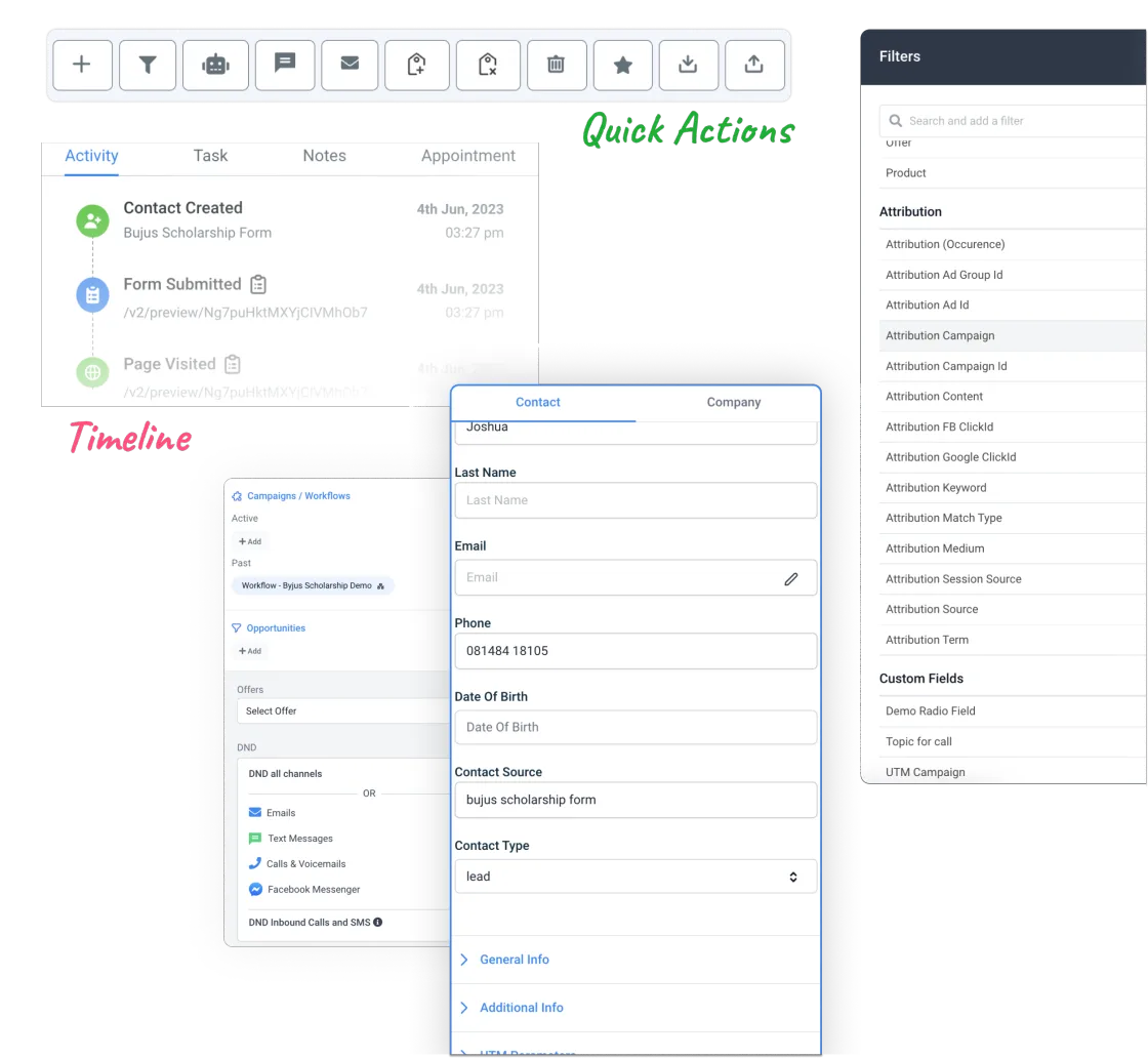 Scale4Ever CRM contact timeline