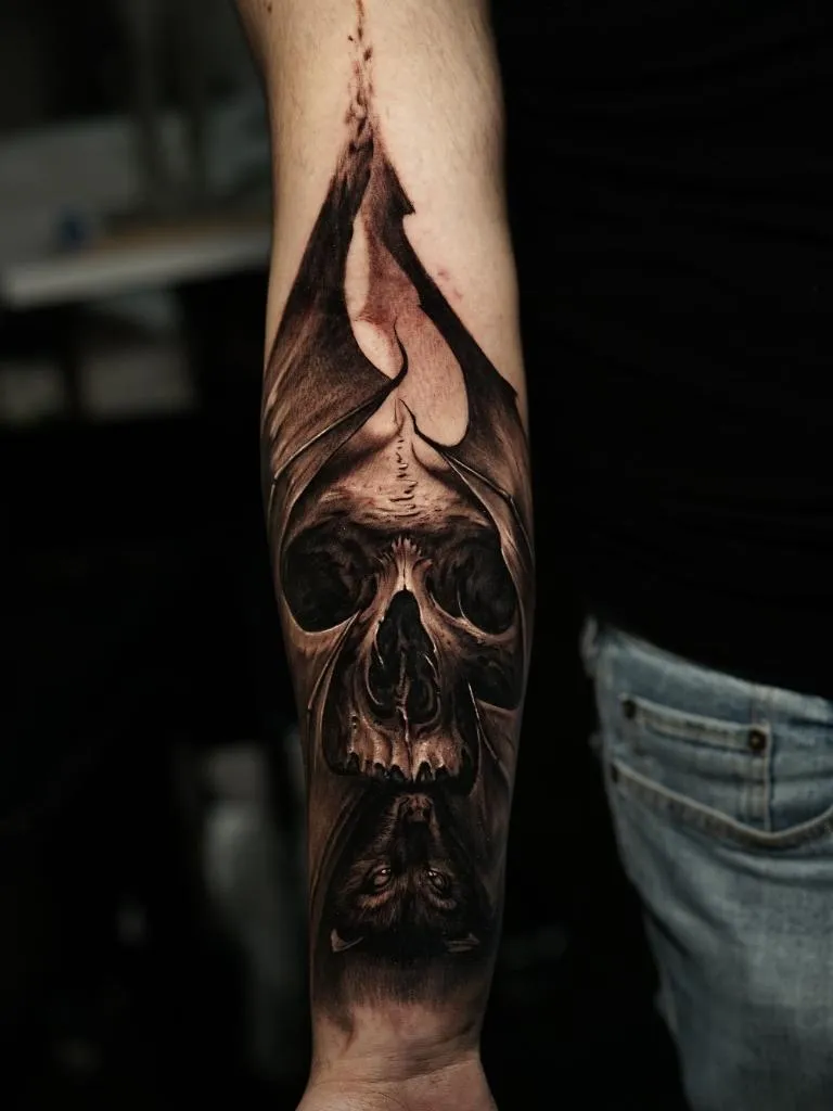 Black and grey skull tattoo by James Strickland at Montana Tattoo Company in Missoula Montana