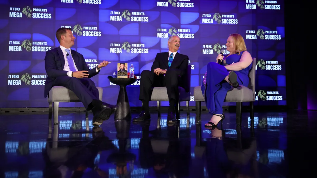 Marina Abramson in an interview setting with Stedman Graham