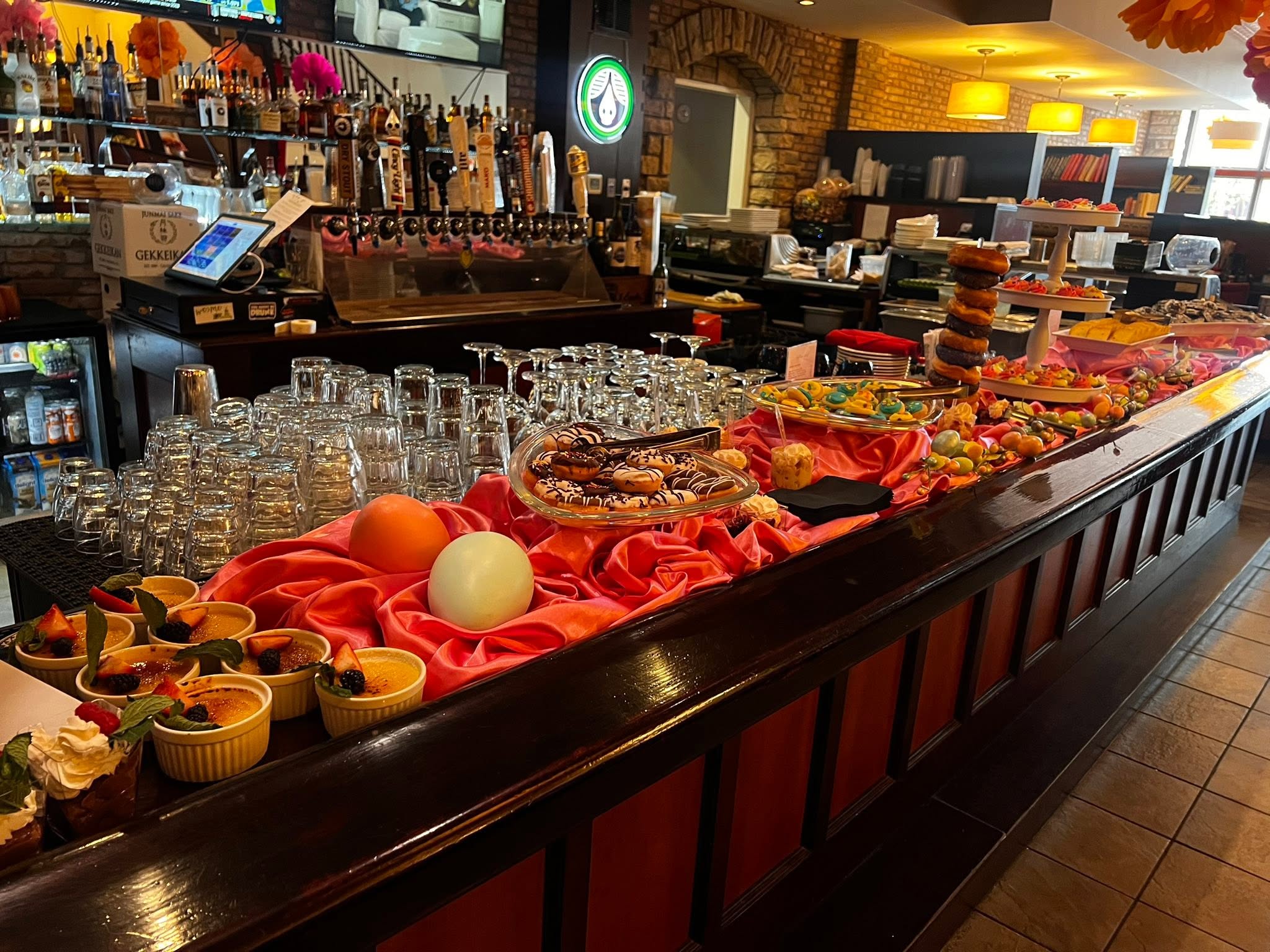 Buffet and bar setup at Basil 1791