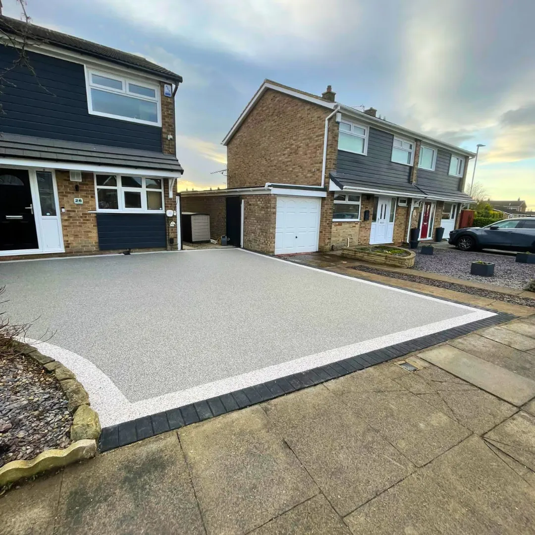 Completed driveway installation by the team