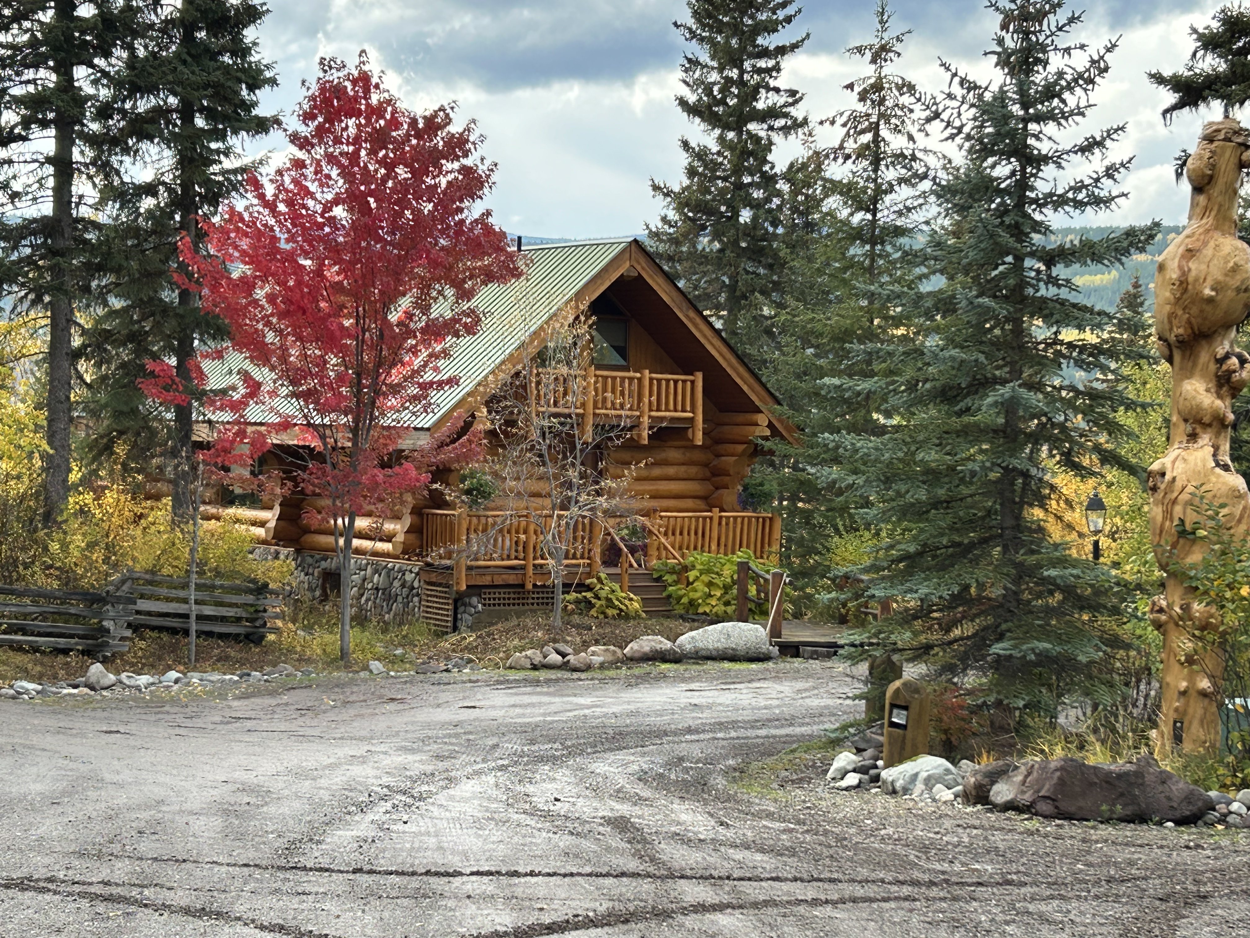 River Cabin viewed from the drive