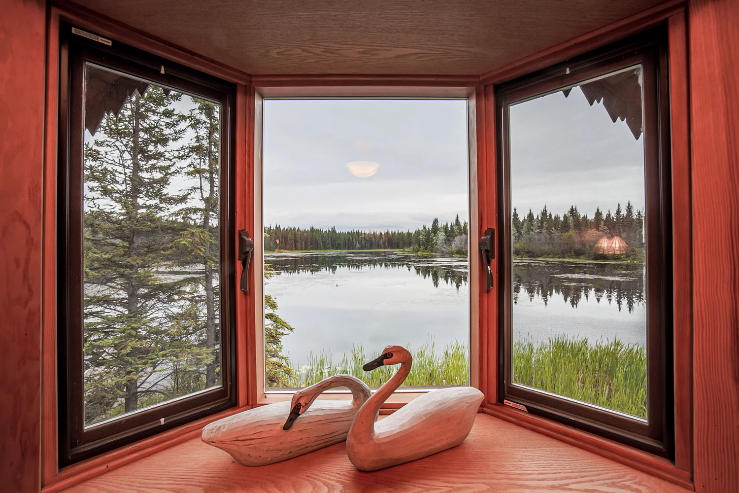 View from bedroom window at Lake Cabin