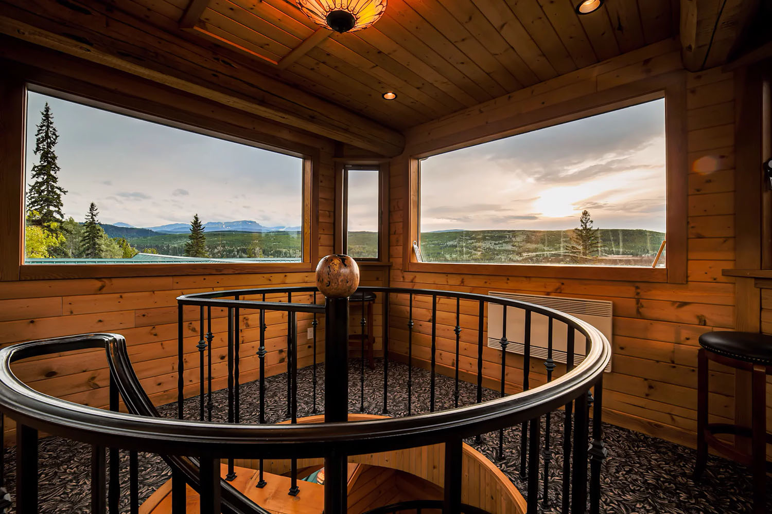 360 degree viewing area reached by spiral staircase