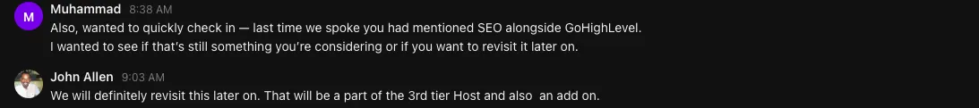 Slack message