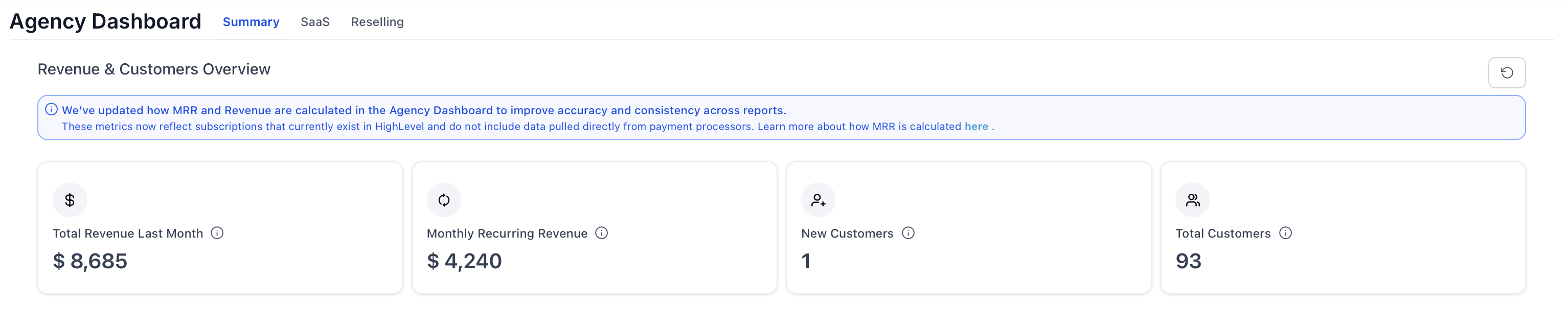 Client dashboard