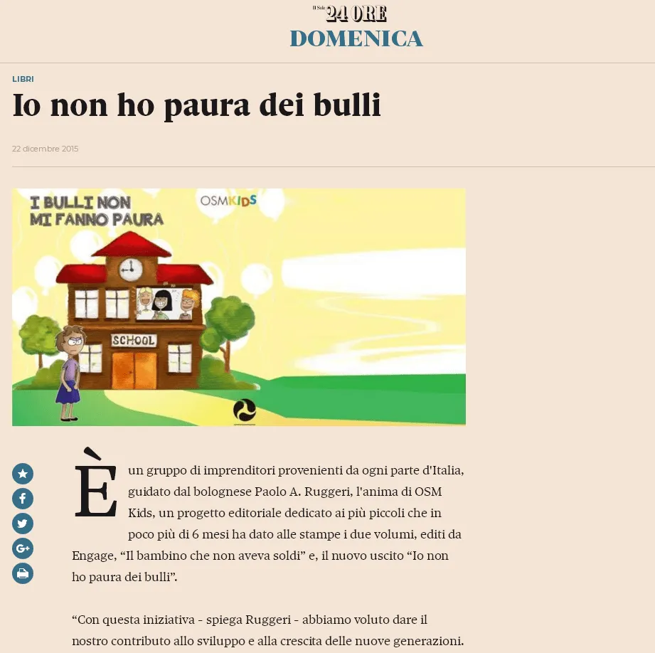 Il Sole 24 Ore - Io non ho paura dei bulli