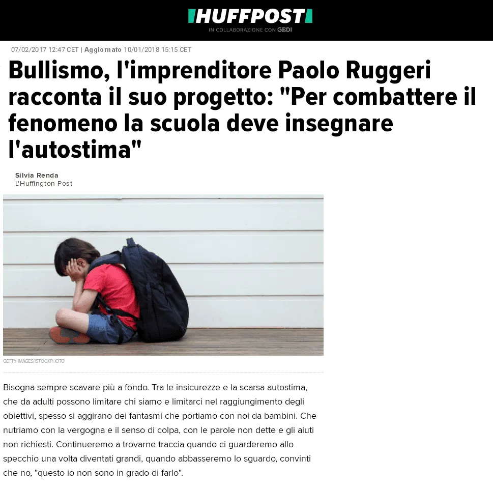 HuffPost - Bullismo, Paolo Ruggeri racconta il suo progetto
