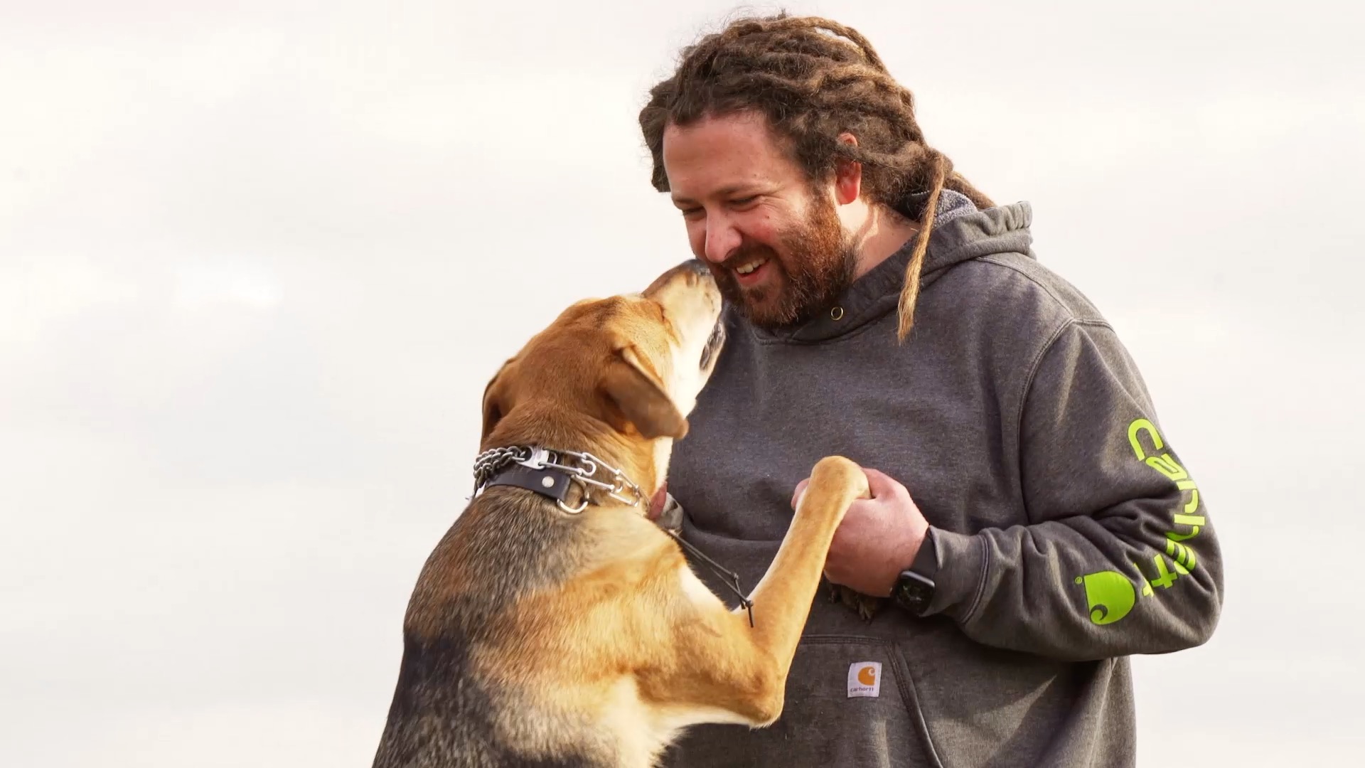 Hill Country K9 owner and head trainer Sean Demers working with a dog in Austin, Texas
