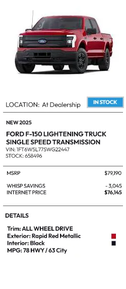 2025 Ford F-150 Lightning Truck Single Speed Transmission