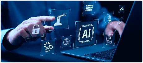 Artificial intelligence technology interface representing AI app building and automation