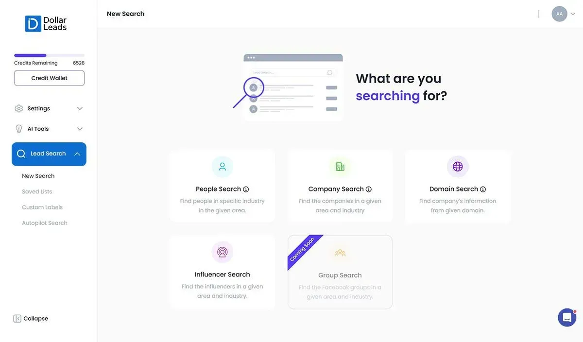 DollarLeads.ai search types