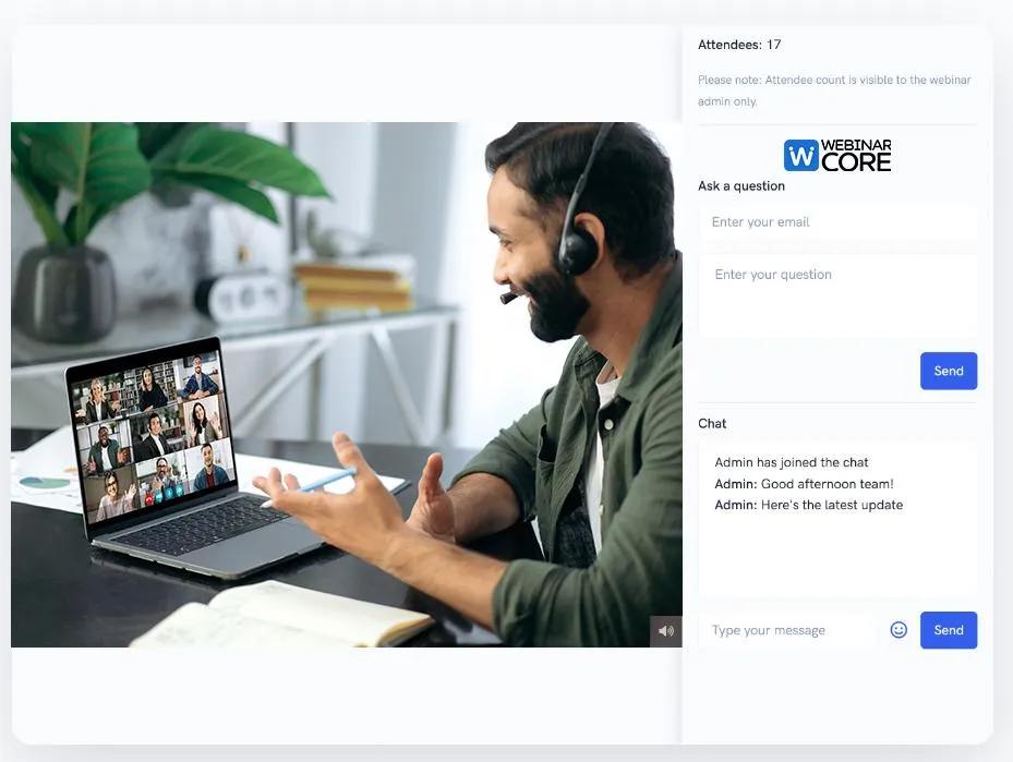 WebinarCore questions and chat view