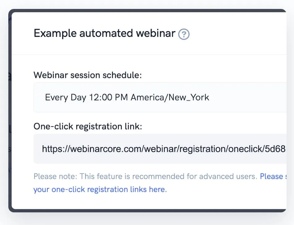 One-click registration