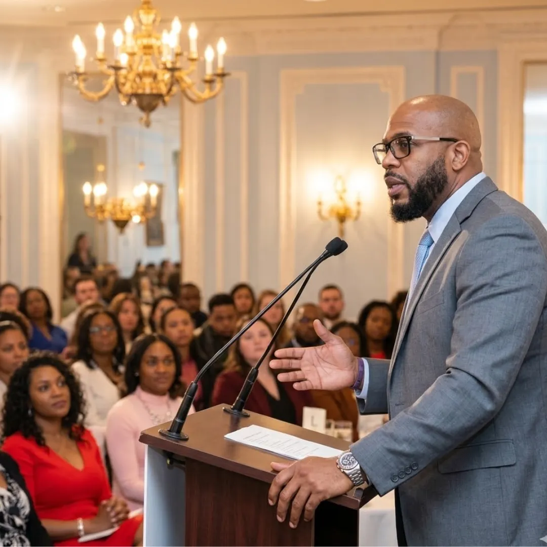 Dr. C. Victor Herbin III delivering a keynote presentation
