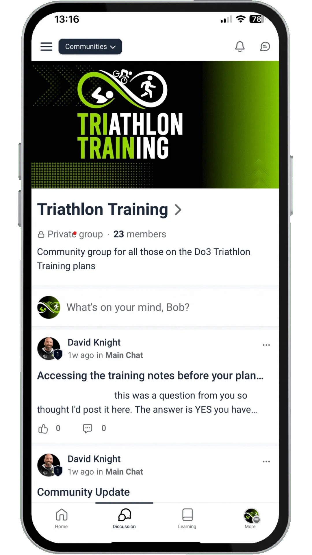 Do3 Triathlon Training community inside the Do3 Hub